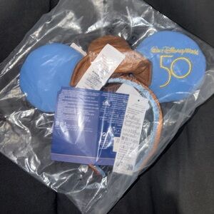 Disney Blue and Brown 50th Anniversary Ears Big Thunder Mountain Mickey Ears